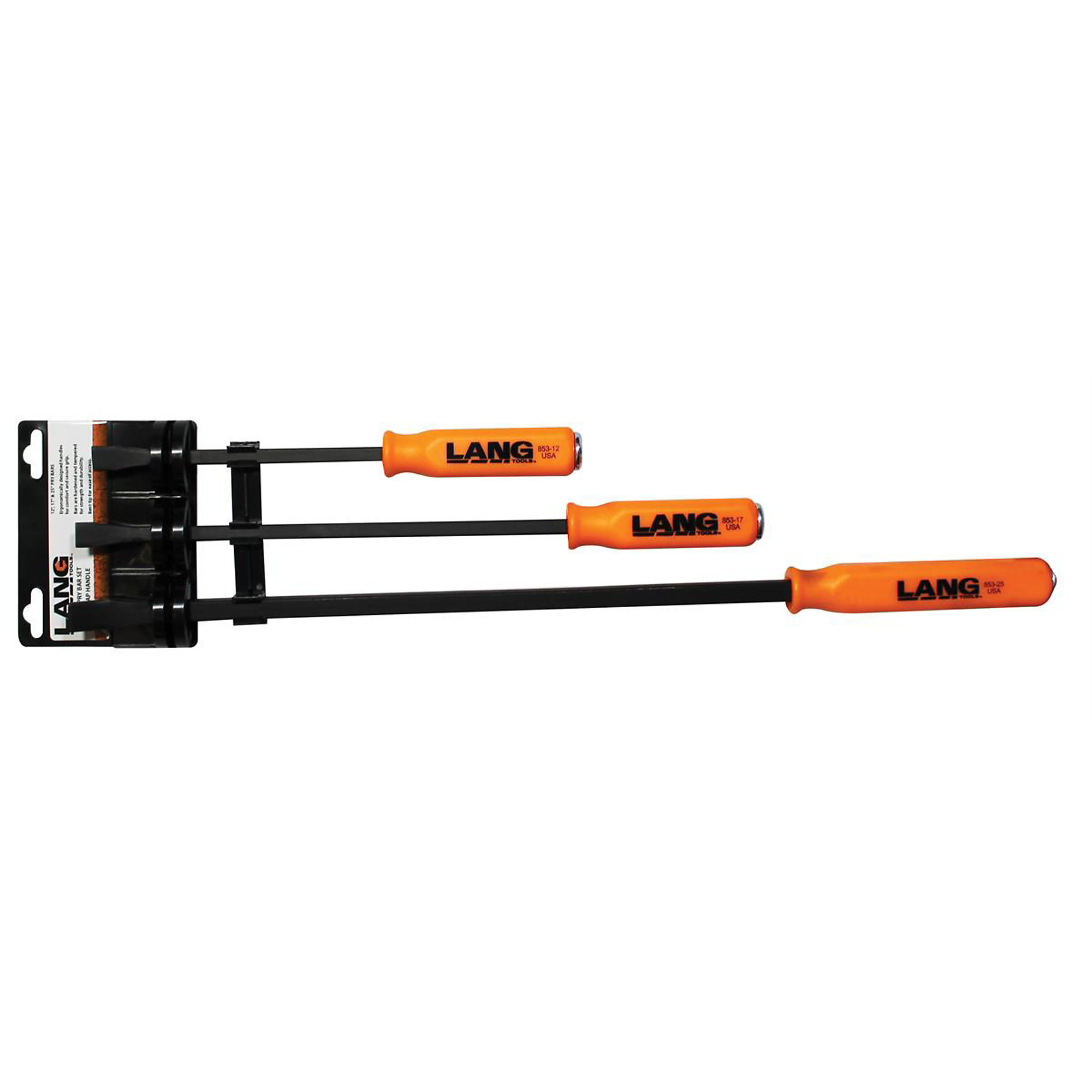 Lang Tools Curved Pry Bar Set — 3-Pc., 12in., 17in., 25in., Hard Capped Handles, Model# KAS853-3ST